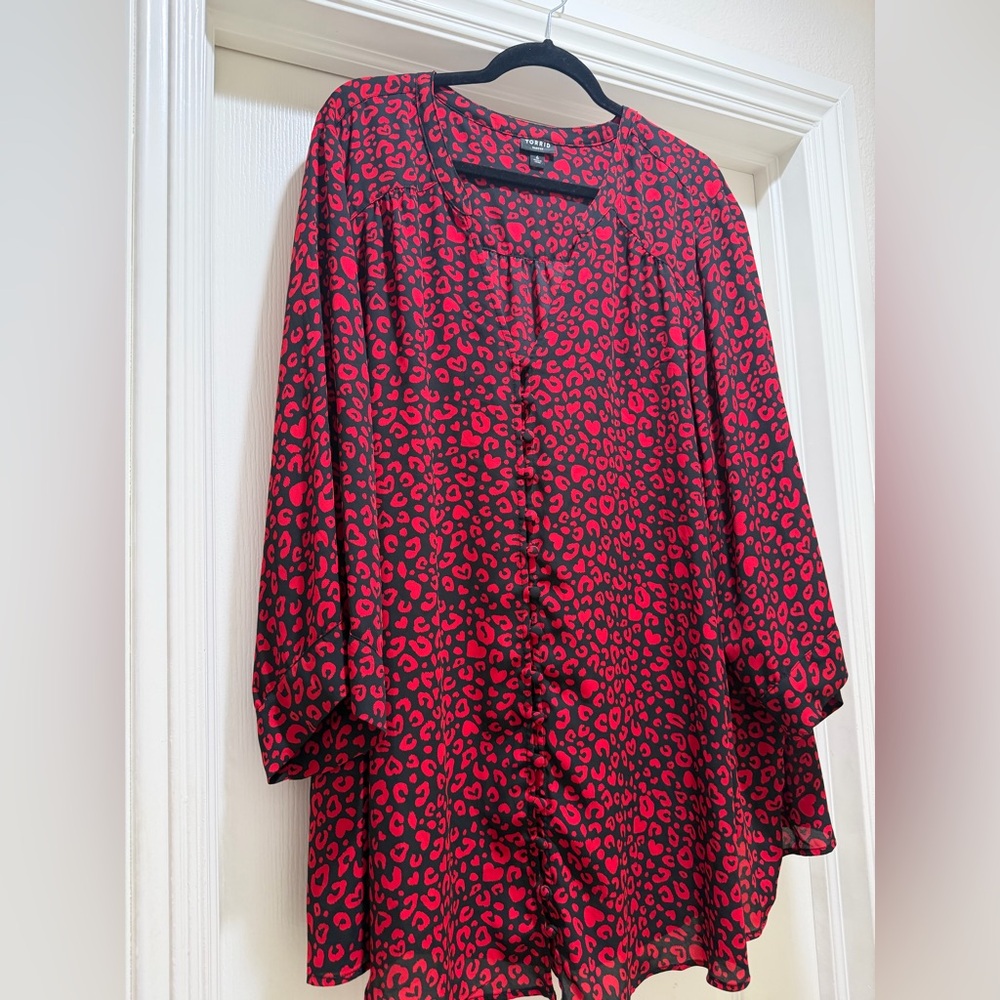 Torrid Harper Red and Black Animal Print Top